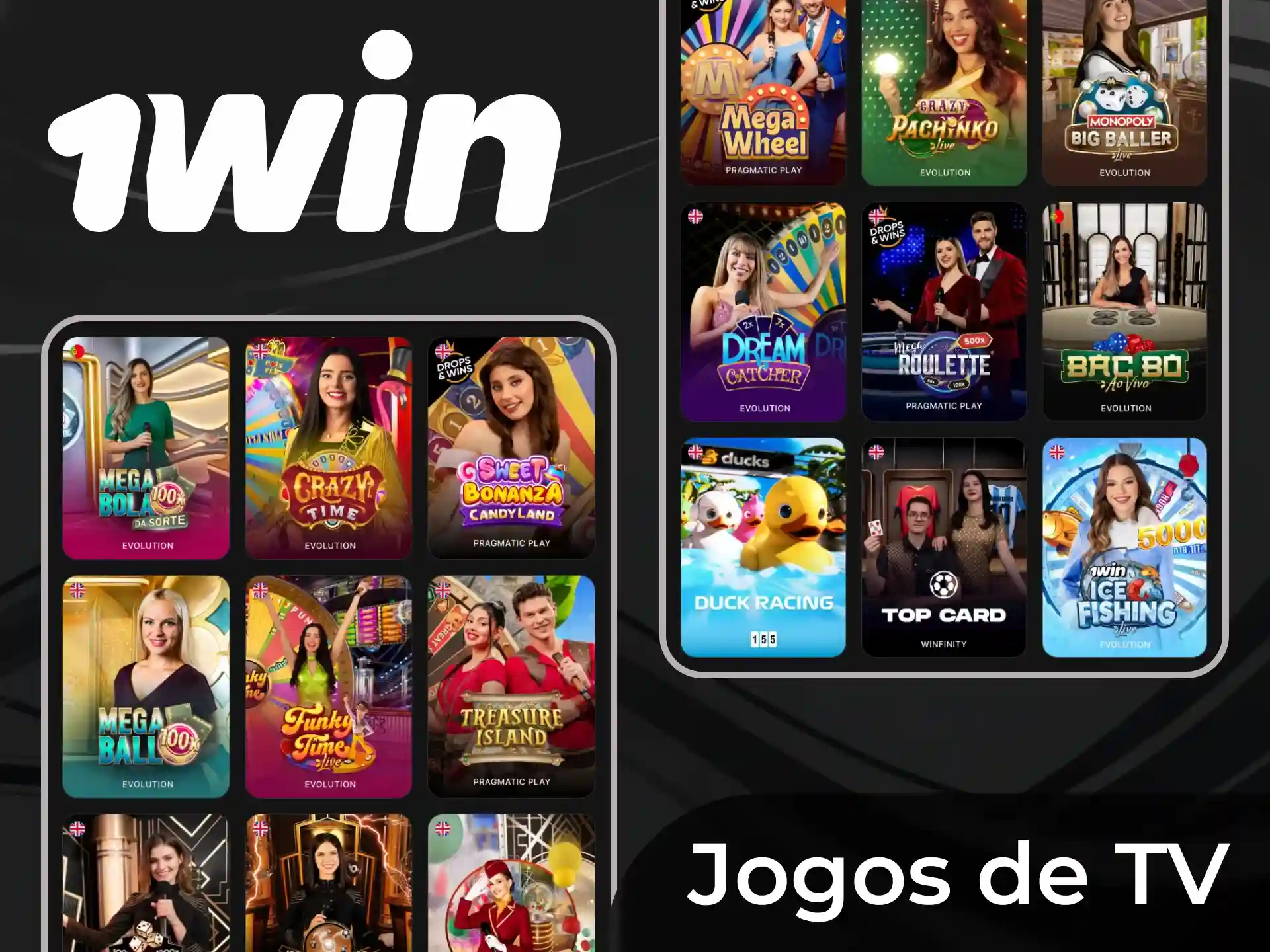 Você também pode jogar jogos de TV no aplicativo 1win.