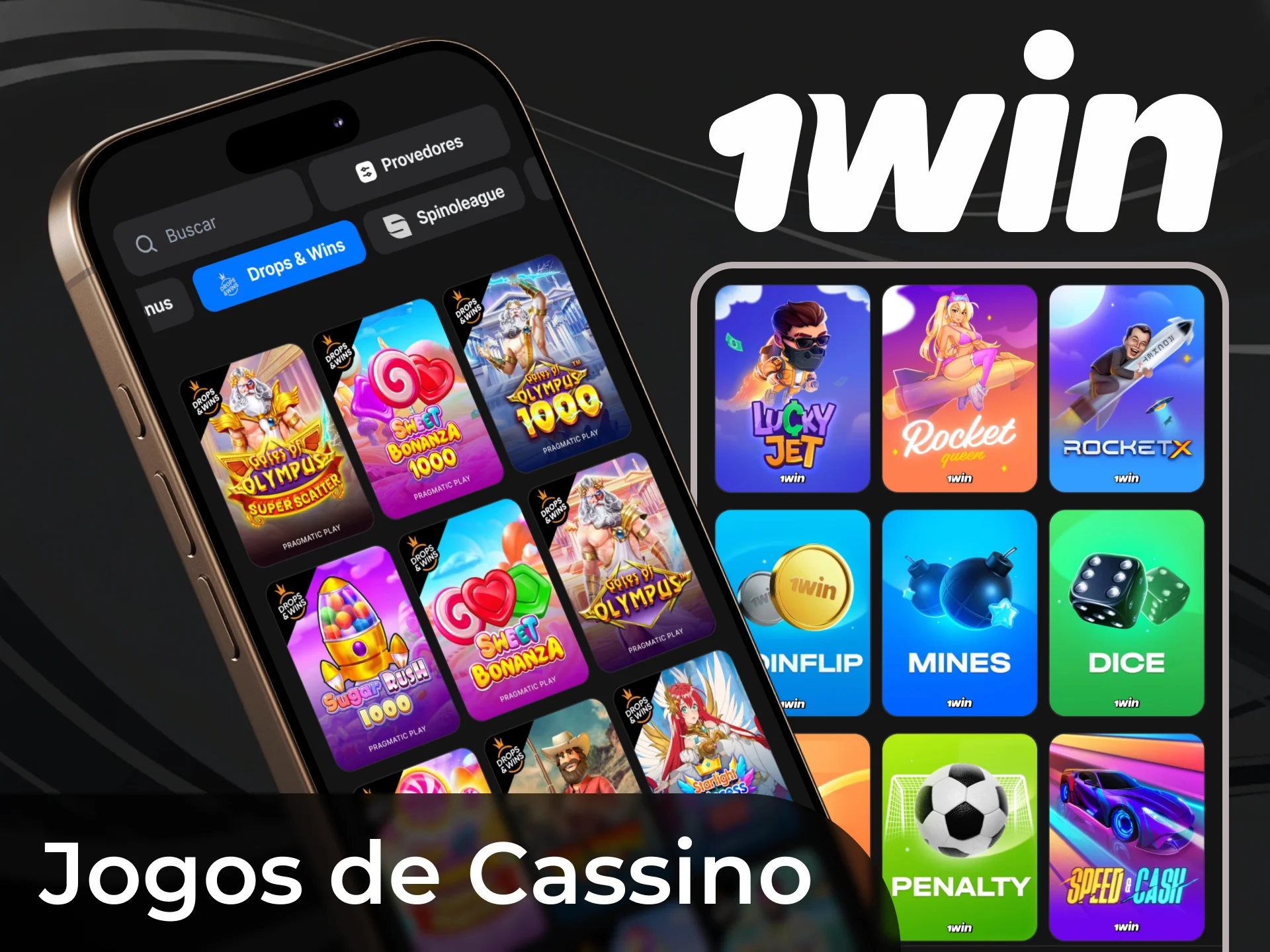 Você encontrará todos os mesmos jogos de cassino no aplicativo 1win como na versão do navegador.