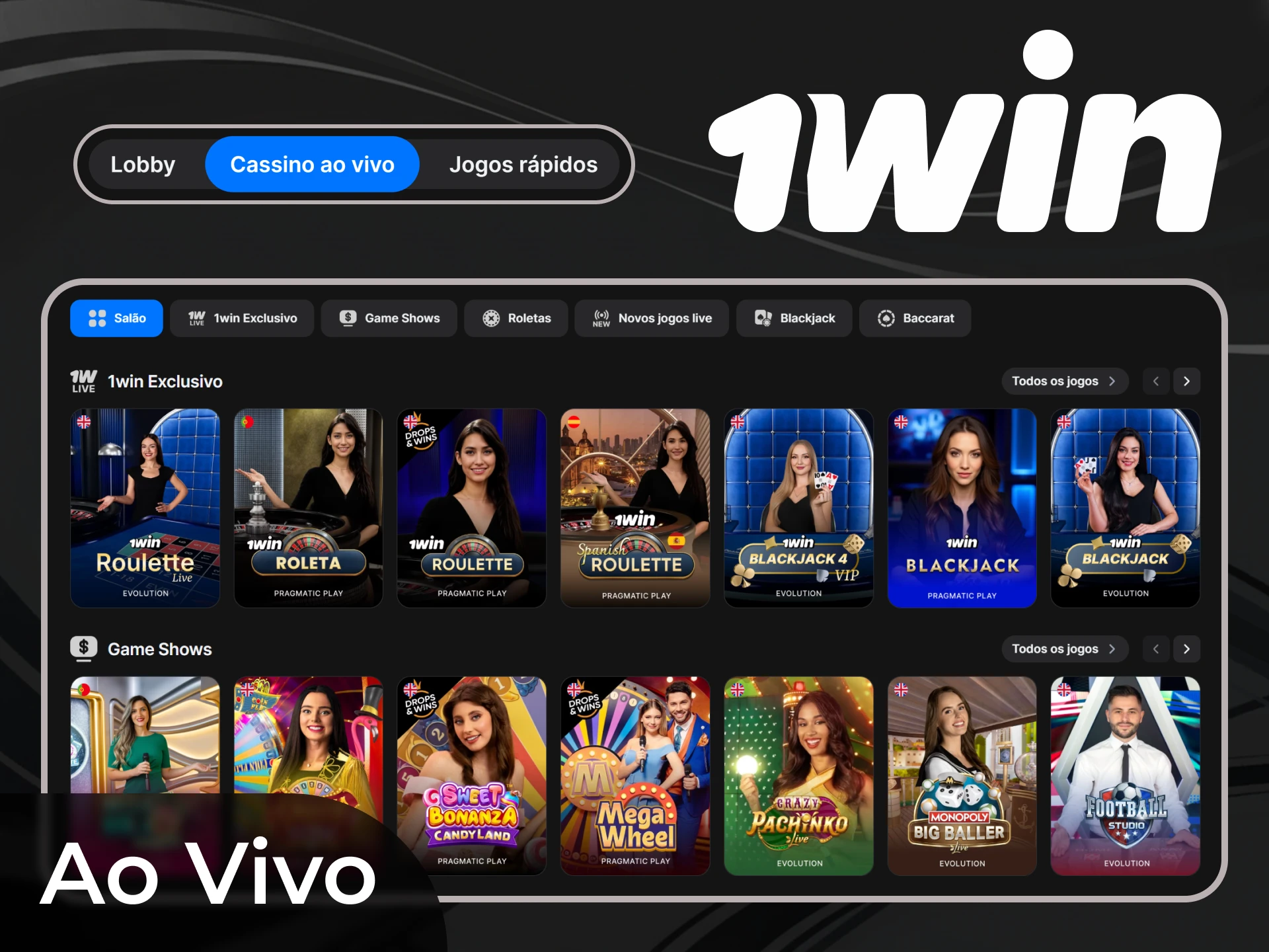 Jogue jogos de dealer ao vivo no 1win Cassino.