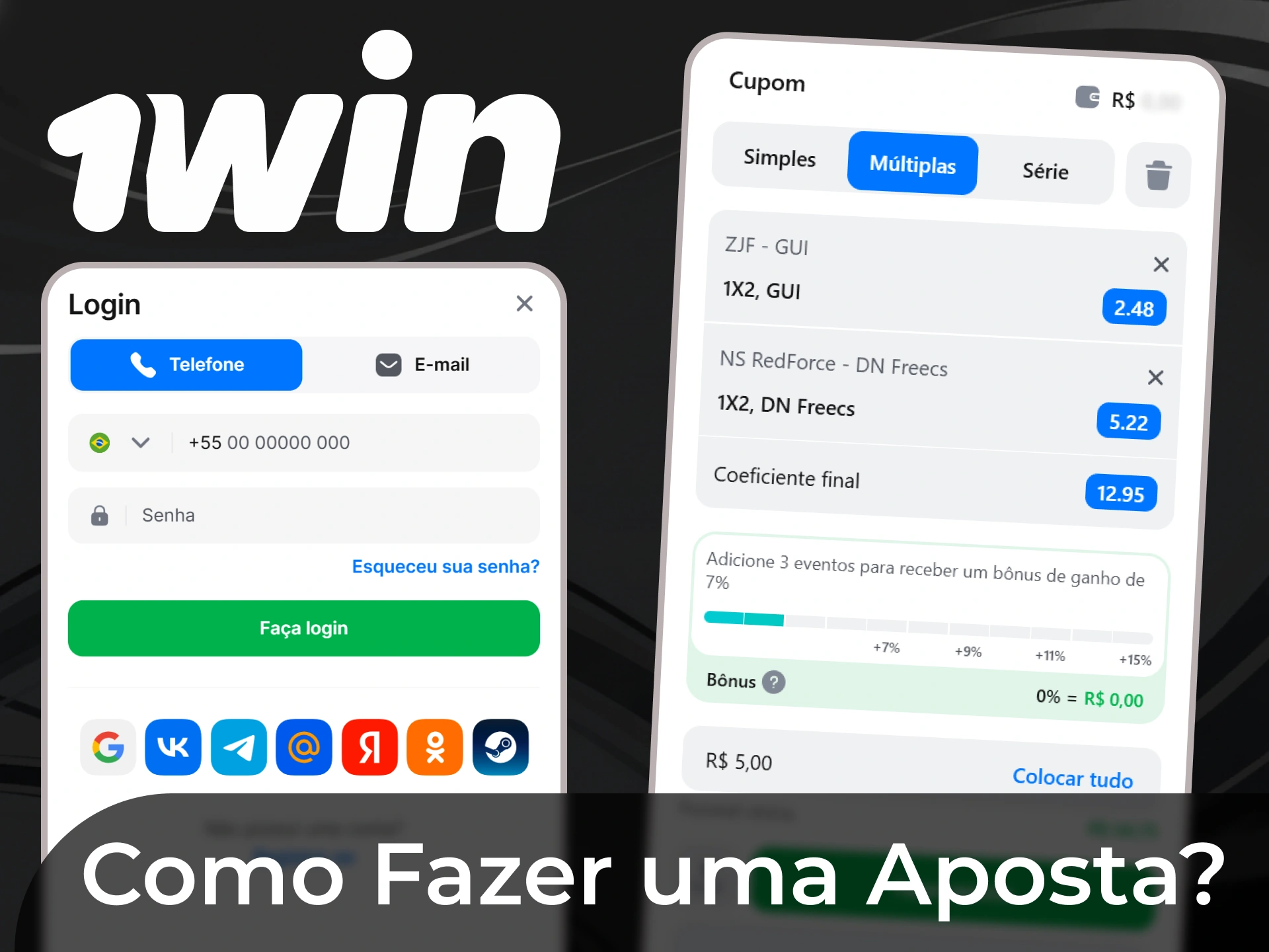 Crie uma conta no 1win, faça um depósito, selecione um evento esportivo e aposte no resultado.